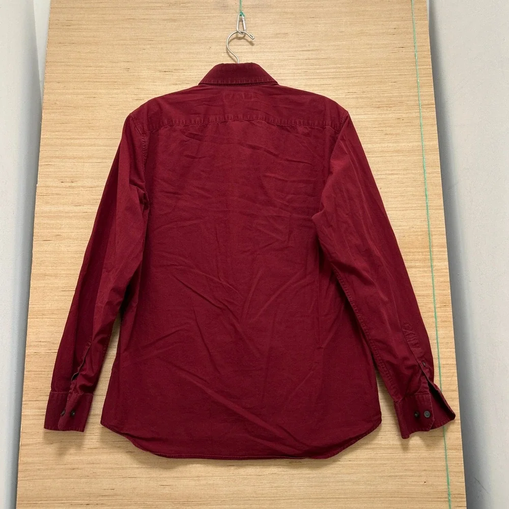 Banana Republic Mens Slim Fit Button Down Shirt Burgundy Red Long Sleeve Size M